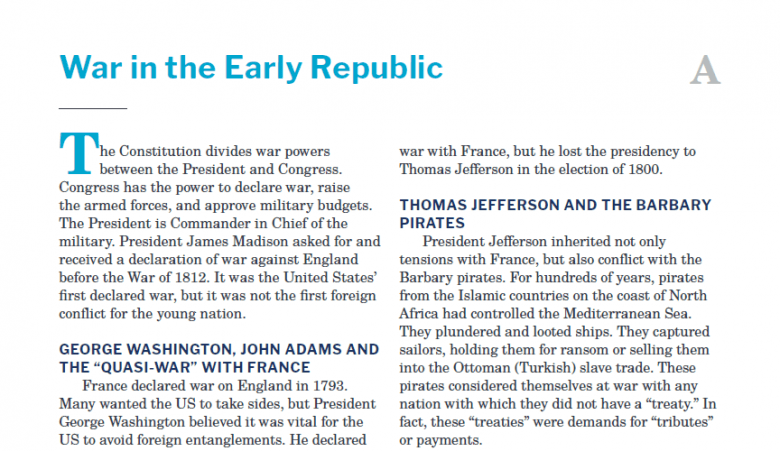Presidents and the Constitution Handout A War in the Early Republic